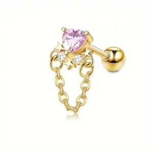 Piercing Microbell Reto Modelo 25 Aço PVD Gold